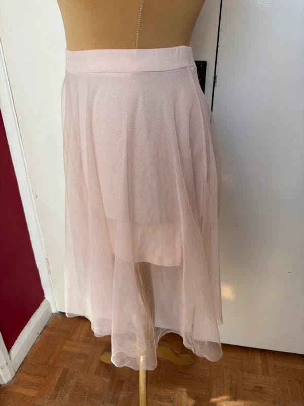 New Look New Look Tulle Hanky Hem Midi Skirt Shell rose/Nude Size 12