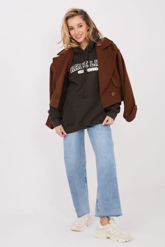 Love Lace Love Lace Women's Comfort Cotton Hooded Sweatshirt with Print in Brown - 2