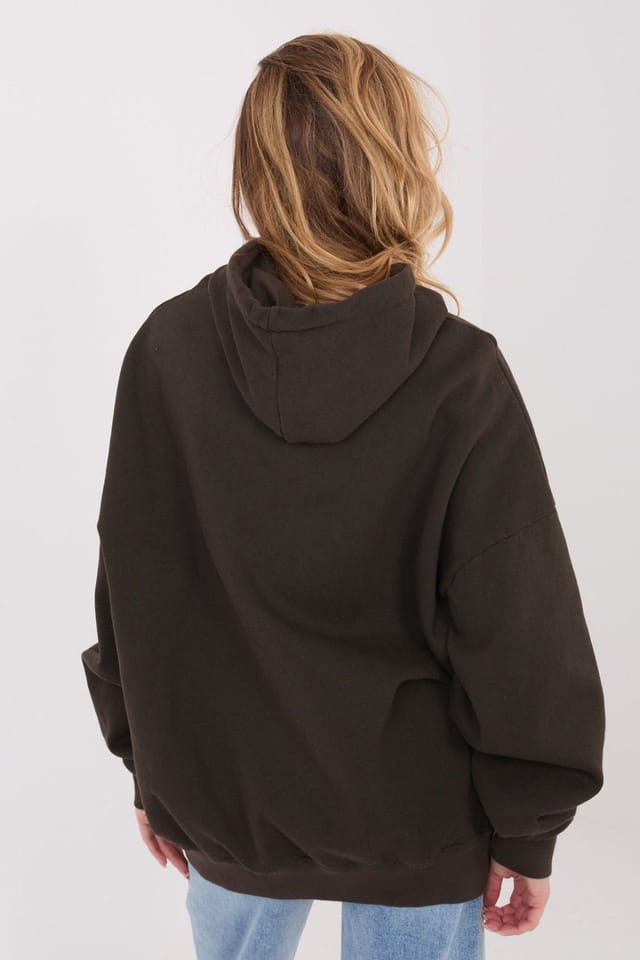 Love Lace Love Lace Women's Comfort Cotton Hooded Sweatshirt with Print in Brown - 3