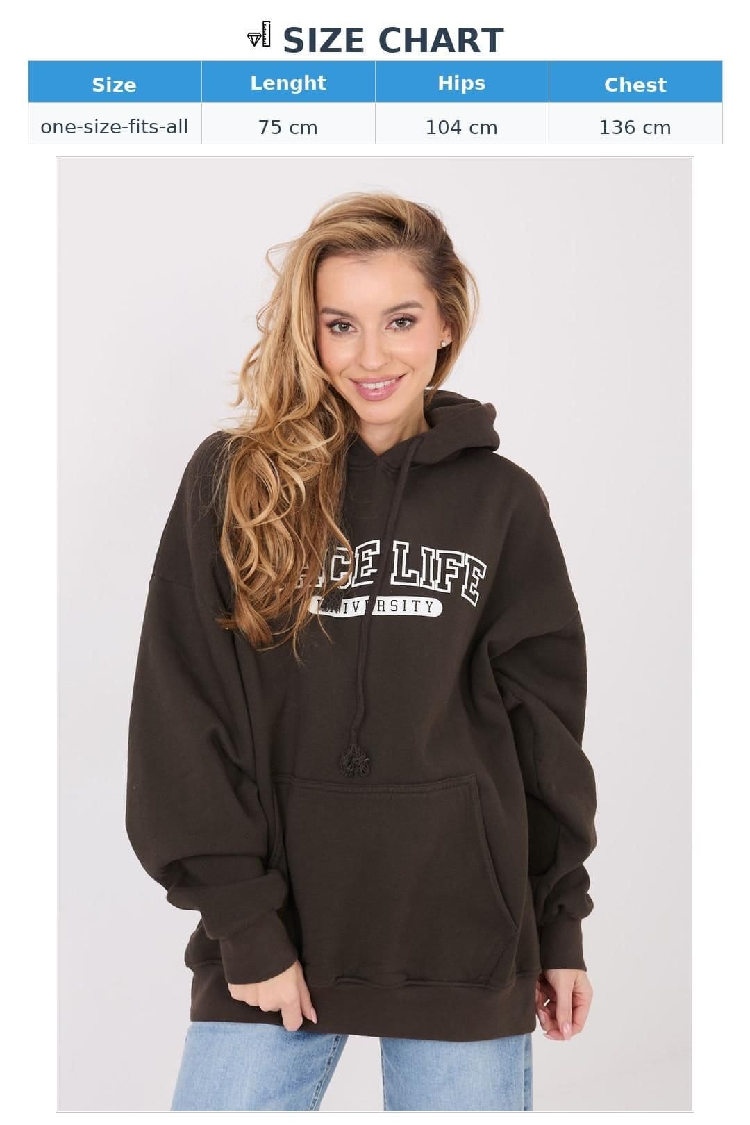Love Lace Love Lace Women's Comfort Cotton Hooded Sweatshirt with Print in Brown - 4
