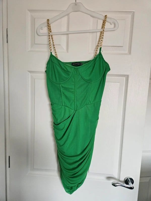 PrettyLittleThing Green Ruched Mini Dress