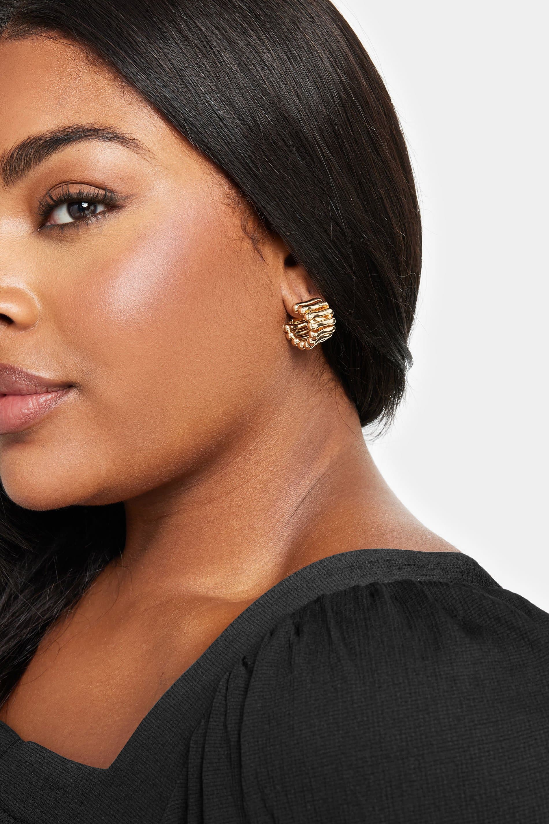 Yours Gold Tone Chunky Layered Hoop Earrings