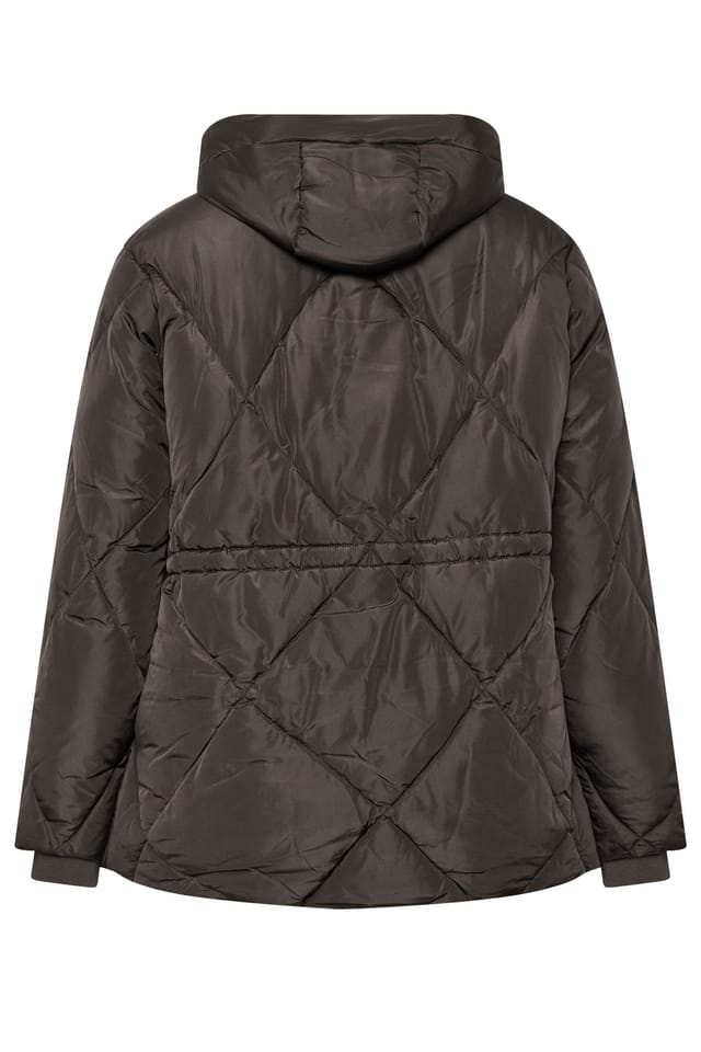 Yours Yours Women's Diamond Quilted Puffer Coat in Brown - 3