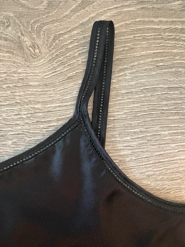 St Michael Vintage St Michael Marks & Spencer Black Satin Cami Top UK 14 Y2K 90s Minimalist Made in UK