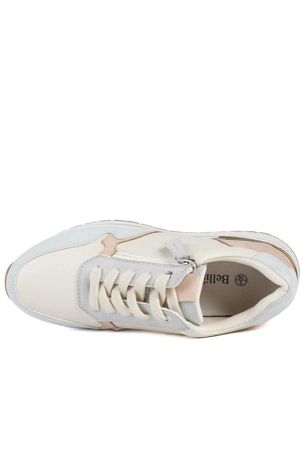 Bellissimo Bellissimo Women's Chunky Zip & Lace Trainers in Beige - 4