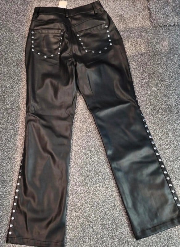 Never Fully Dressed Black Leather Look Trousers Size 8
