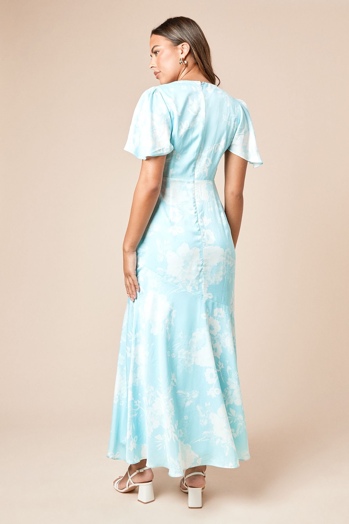 Dorothy Perkins Dorothy Perkins Women's DP Luxe Angel Sleeve V Neck Maxi Dress in Blue - 4