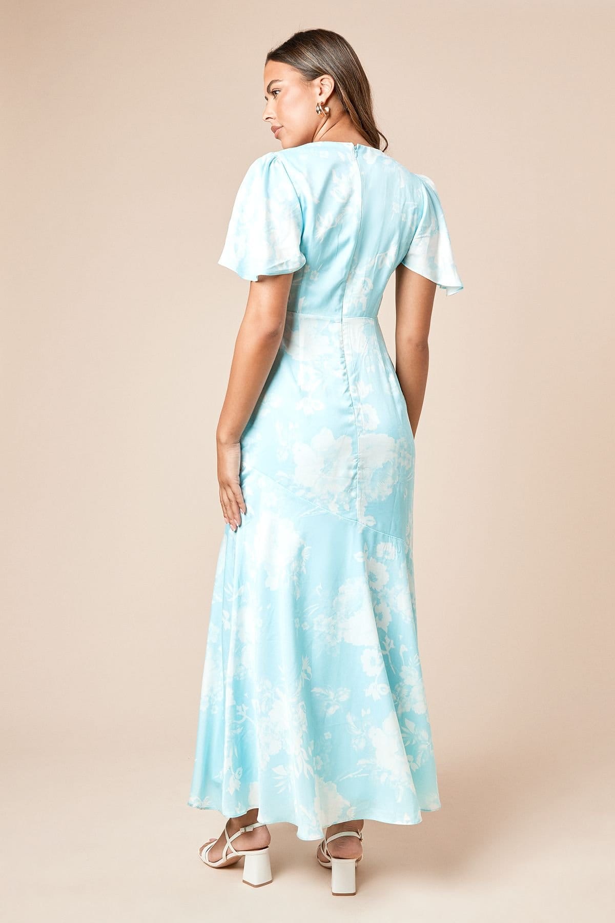 Dorothy Perkins Dorothy Perkins Women's DP Luxe Angel Sleeve V Neck Maxi Dress in Blue - 4