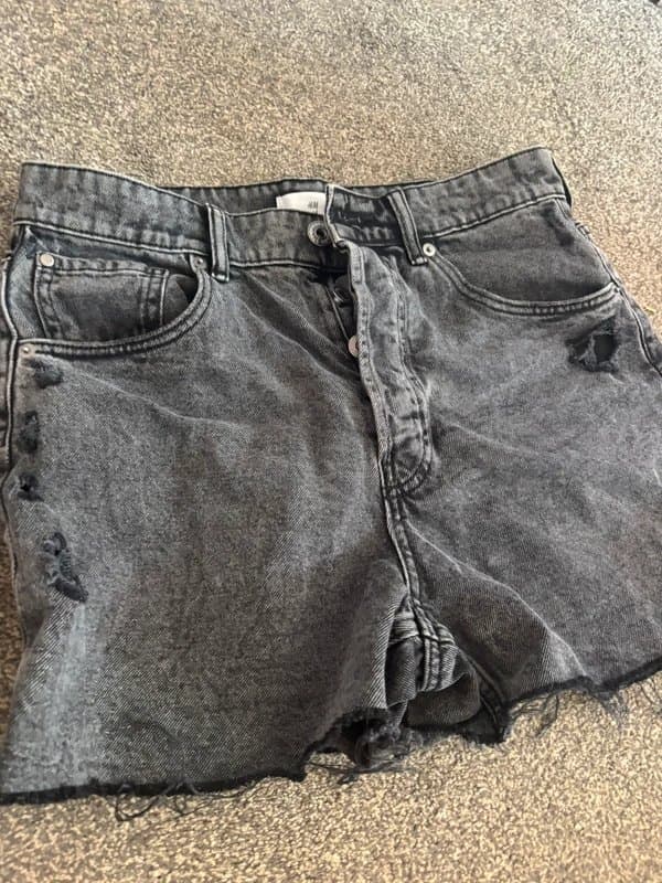 H&M H and M denim black festival party beach holiday shorts same day post
