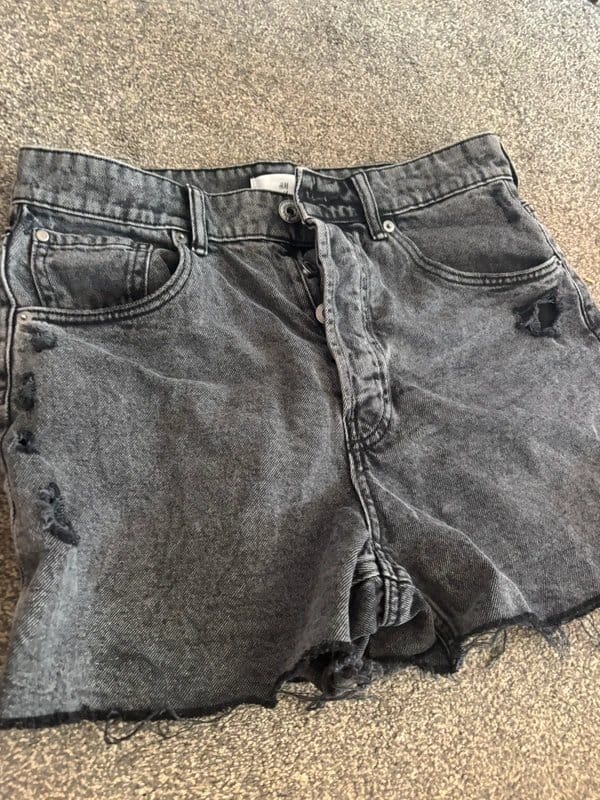 H&M H and M denim black festival party beach holiday shorts same day post - 1