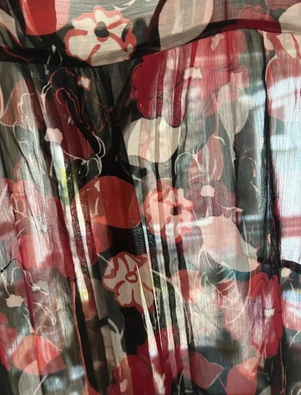 Papaya 🌸 Papaya Red Floral Sheer Blouse Size 16 Chiffon Ruffle Neck Summer Top