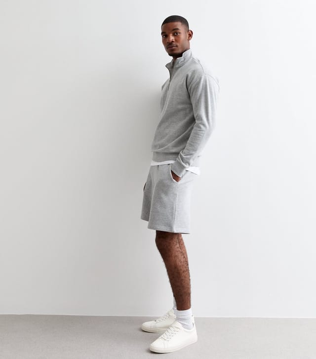 New Look Men's Grey Relaxed Fit Drawstring Jersey Shorts New Look - 3