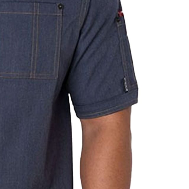 Le Chef Le Chef Men's Asymmetric Chef Jacket in Indigo - 2