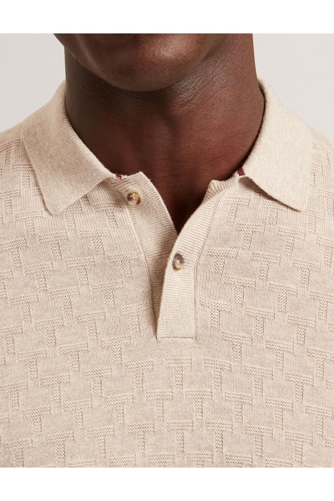 Ted Baker Ted Baker Men's GATEN LS T Stitch Polo Natural - 4