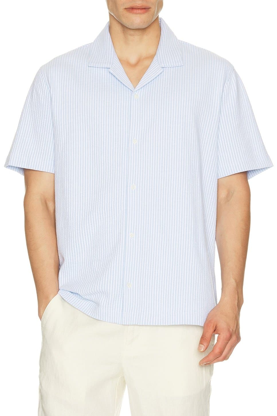 revolve Seersucker Stripe Short Sleeve Cabana Shirt