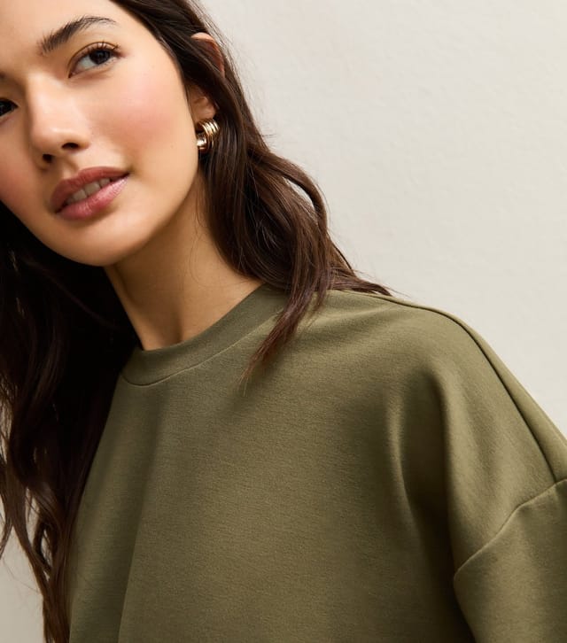 New Look Women's Dark Khaki Bubble Hem Sweatshirt New Look - 3