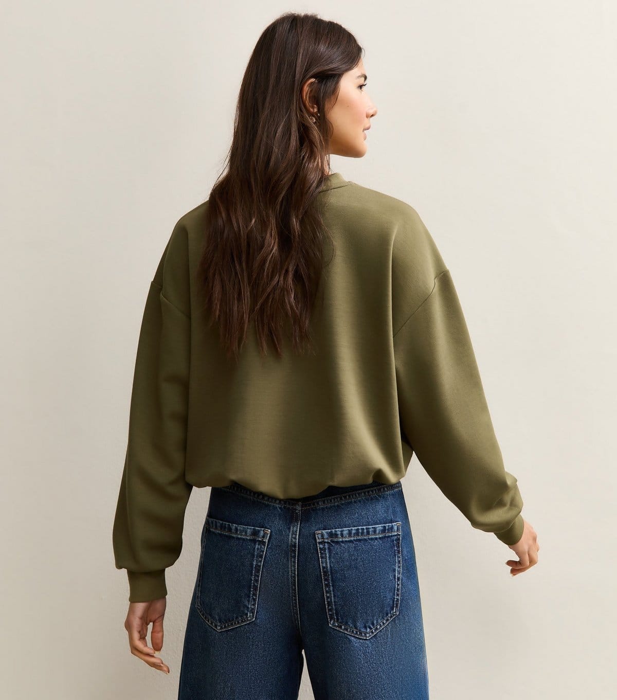 New Look Women's Dark Khaki Bubble Hem Sweatshirt New Look - 4