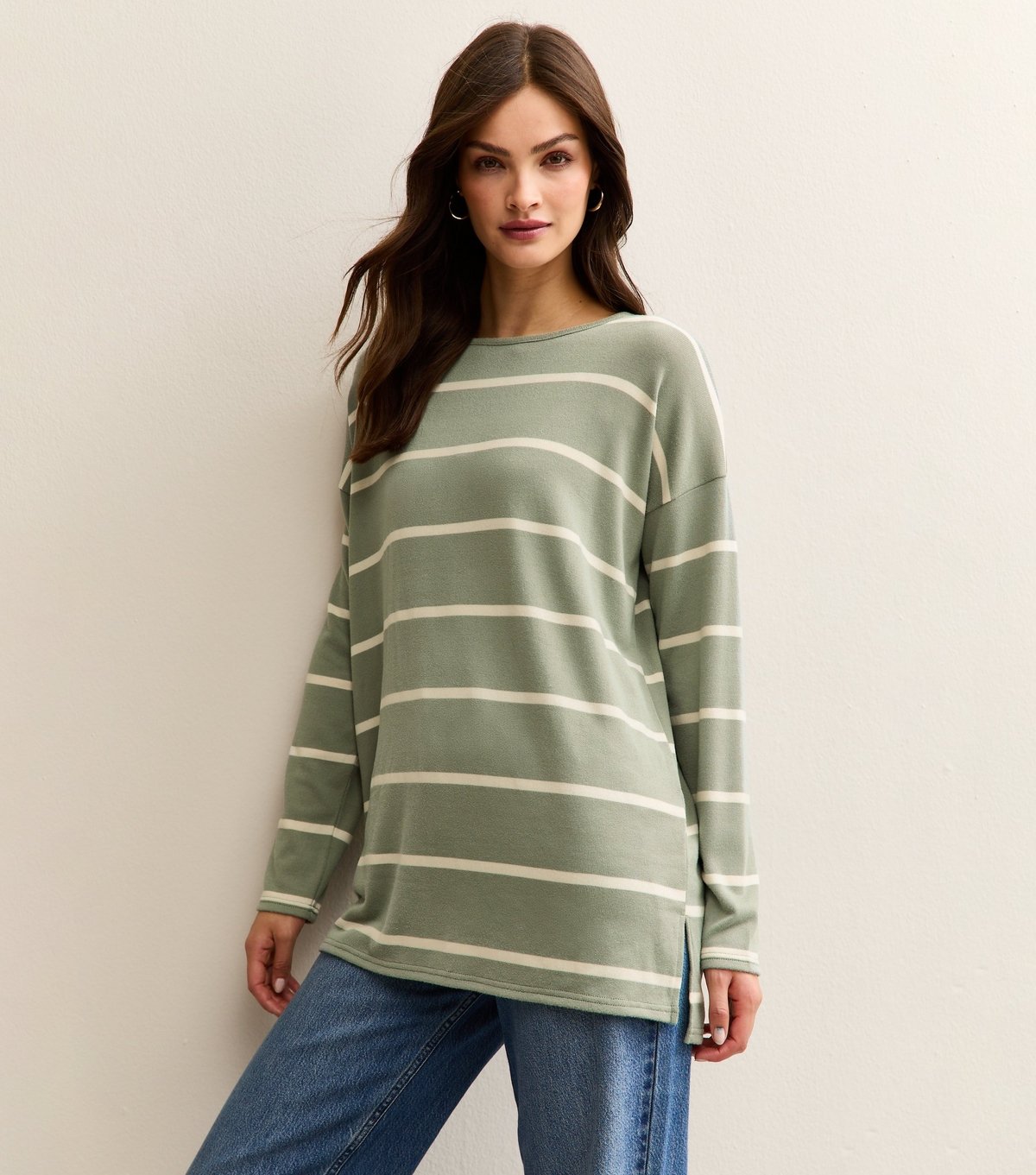 New Look Women's Tall Soft Touch Stripe Print Long Sleeve Top New Look - 1