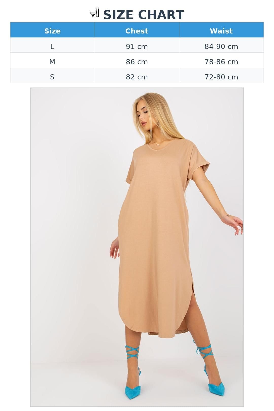 Love Lace Love Lace Women's Short Sleeve Dress With Pockets Slits in Beige - 4