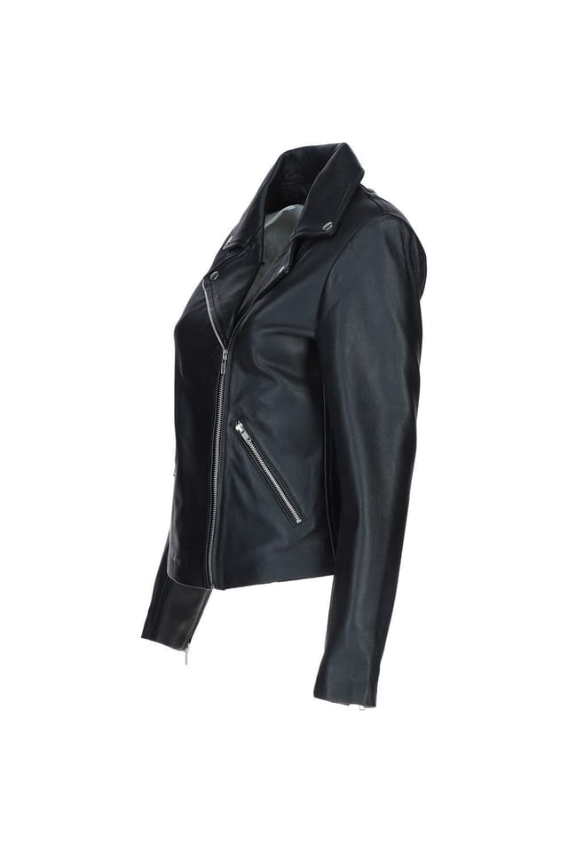 Brampton London Brampton London Women's Classic Leather Biker Style Jacket in Black - 3