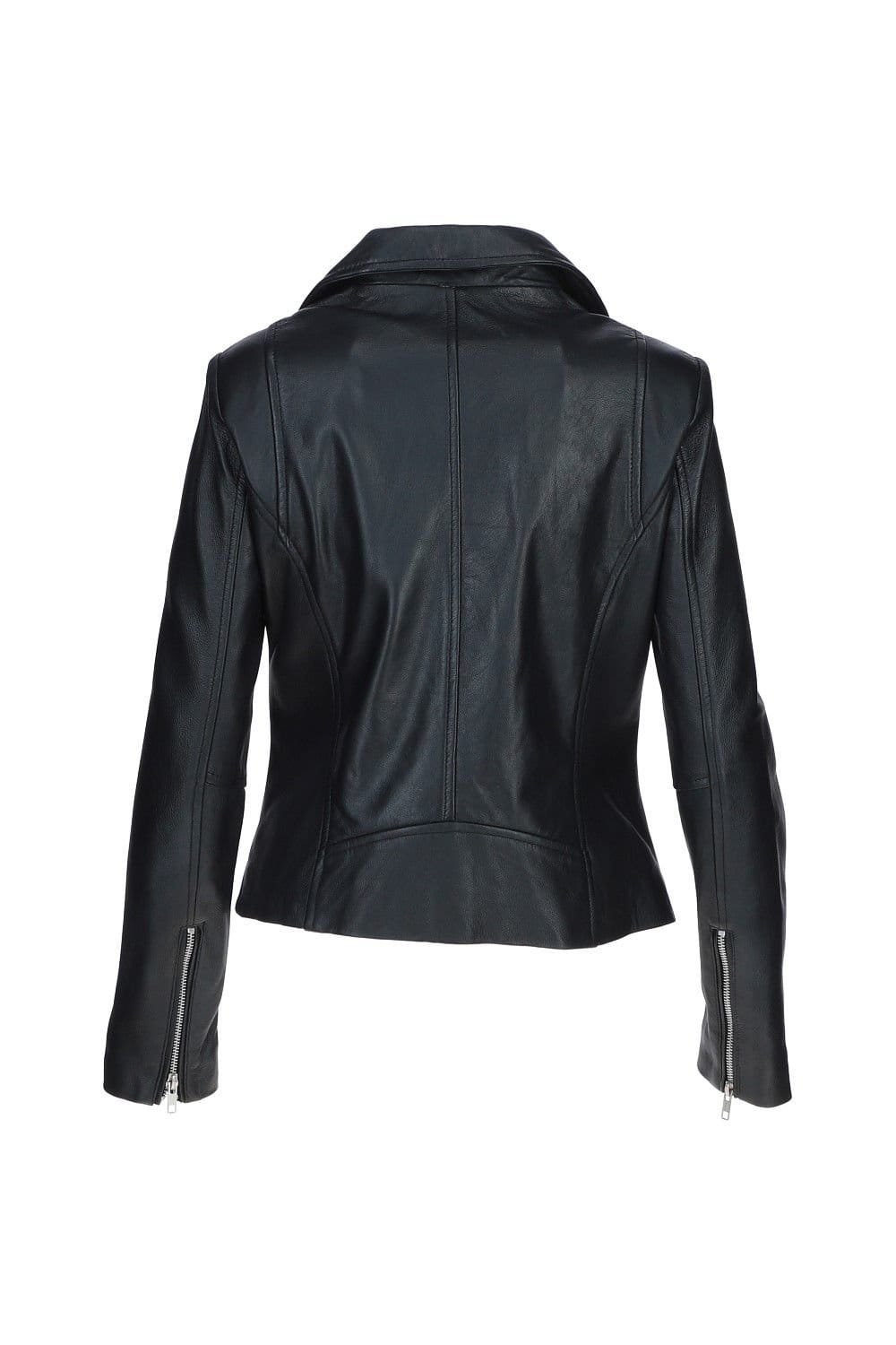 Brampton London Brampton London Women's Classic Leather Biker Style Jacket in Black - 4
