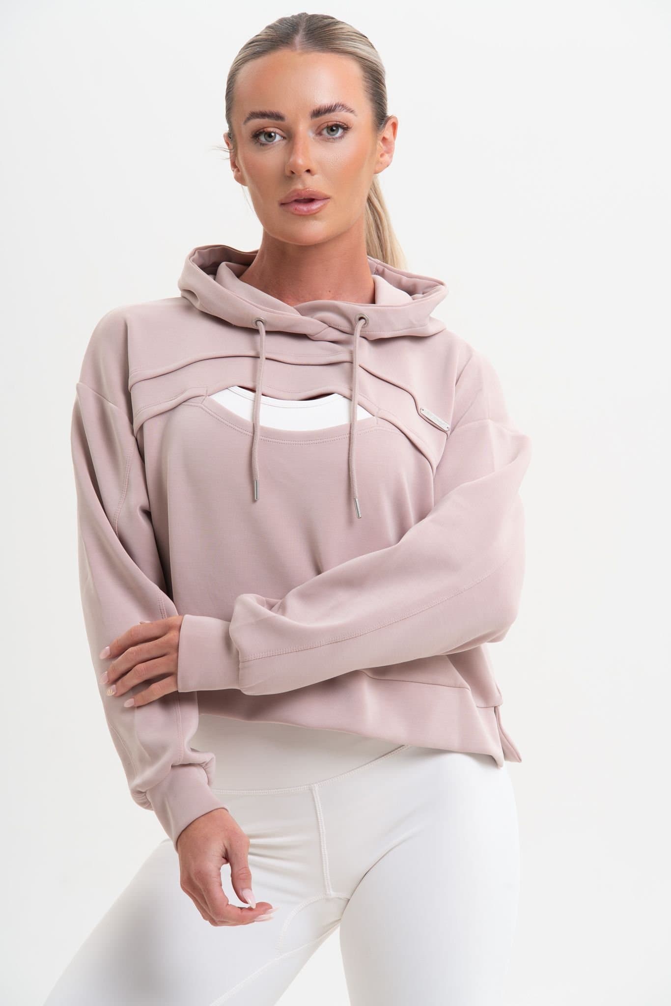 Discipline 365 Discipline 365 Women's Discipline Boxy Soft Modal Hoodie with Cut -Out Detail in Nude