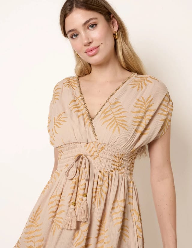 Blue Vanilla Wrap Front Beaded Dress - 2