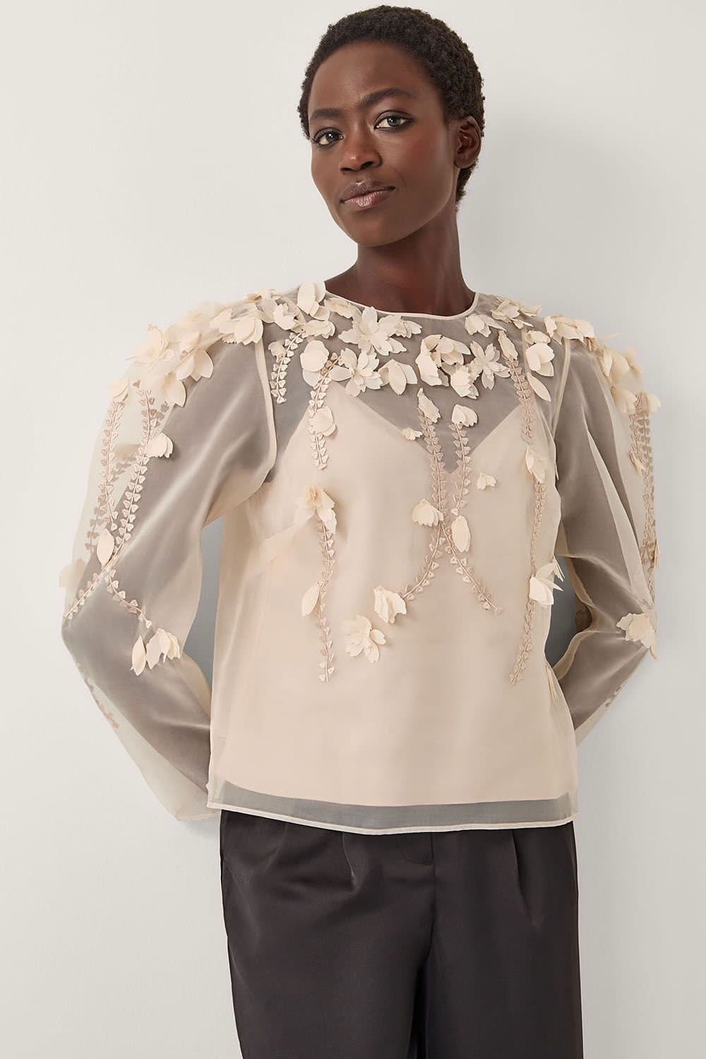 Monsoon Monsoon Cream Floral Organza Blouse
