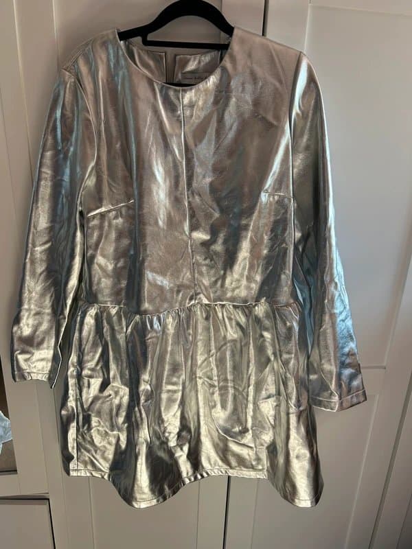 Never Fully Dressed Never fully dressed silver vegan leather Kristy dress