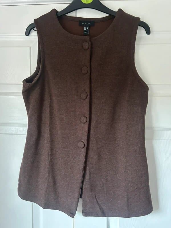 New Look Chocolate Brown Knitted Button Waistcoat