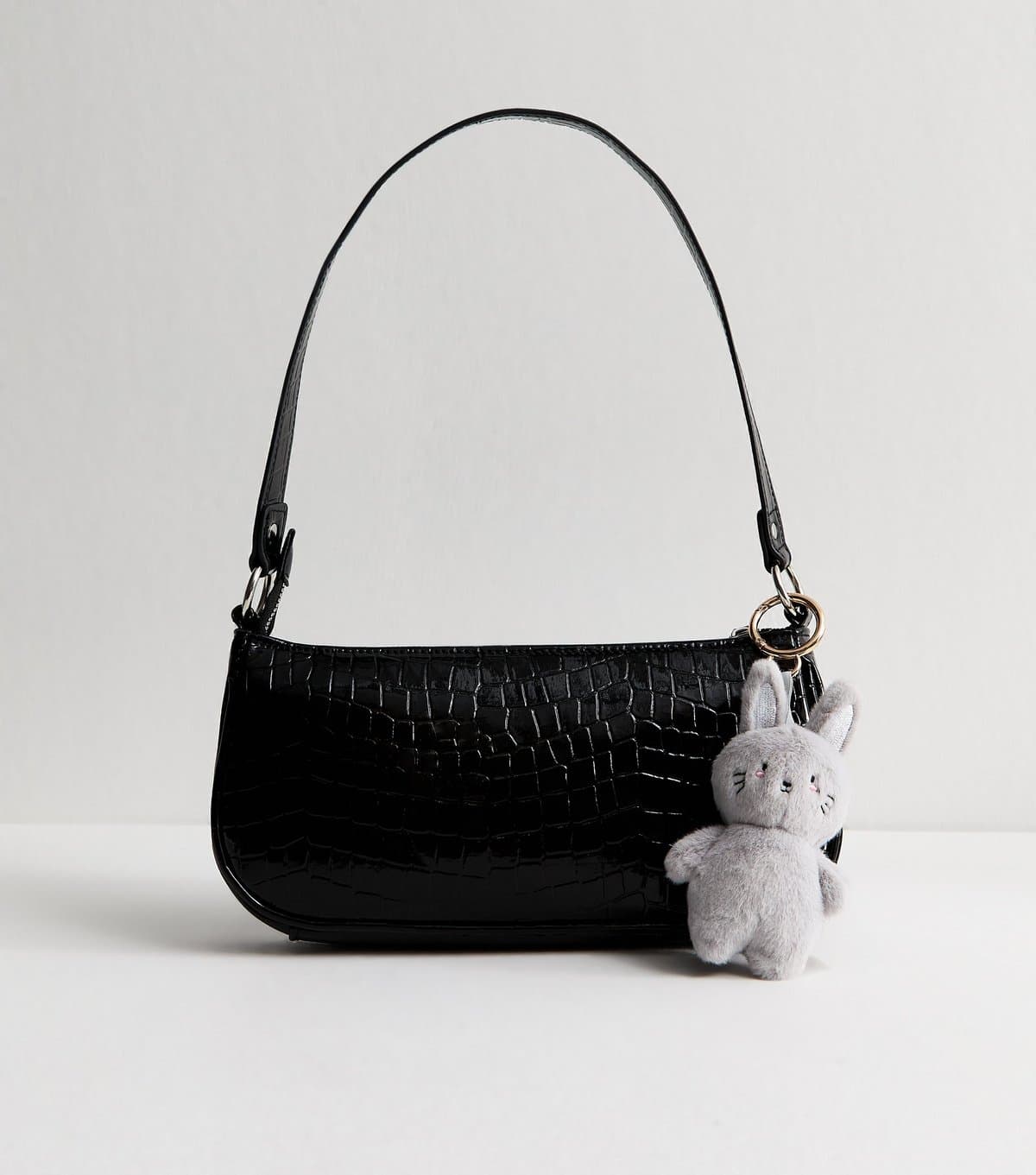 New Look Grey Plush Bunny Bag Charm New Look
