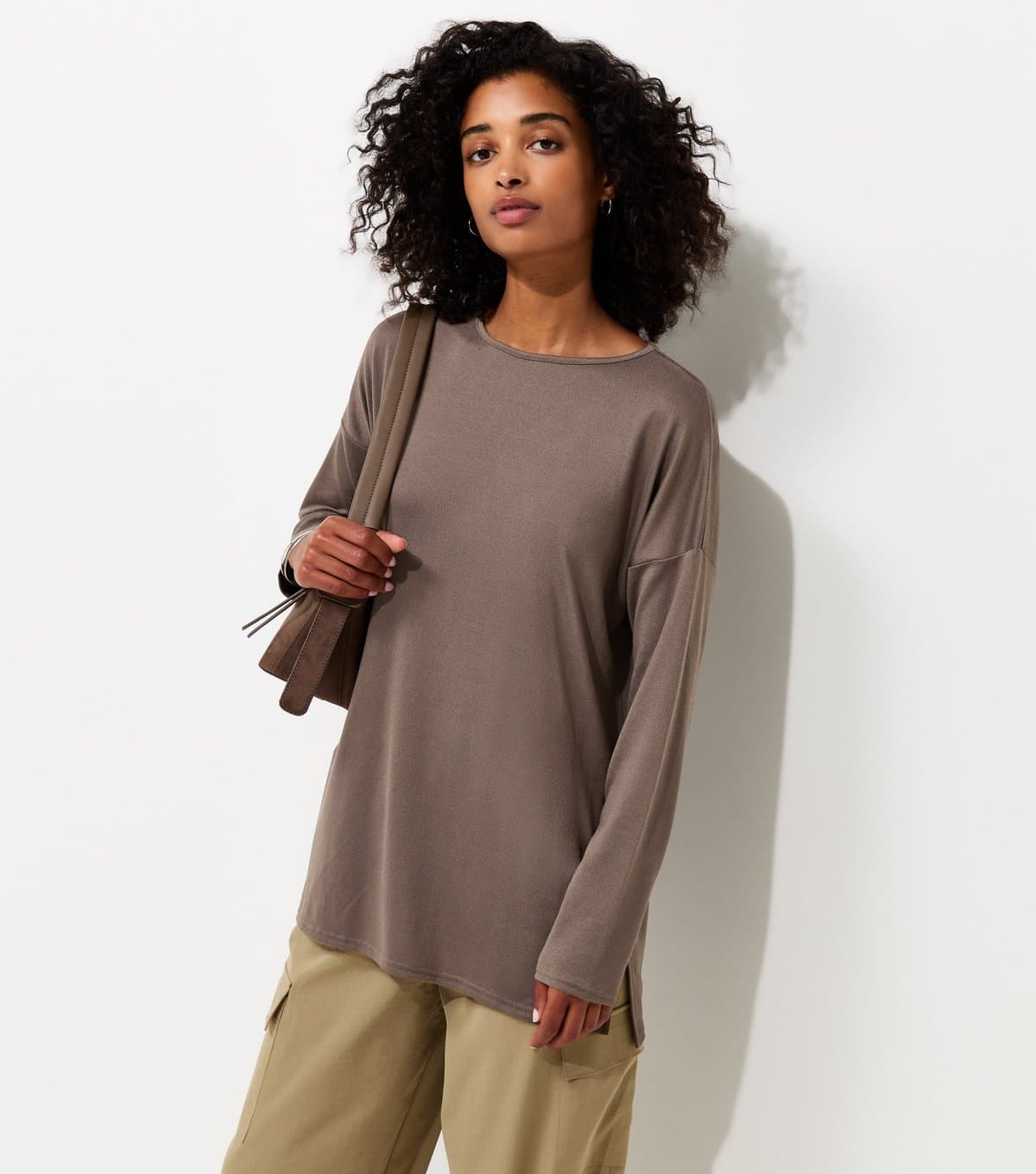 New Look Women's Dark Mink Soft Touch Long Sleeve Top New Look