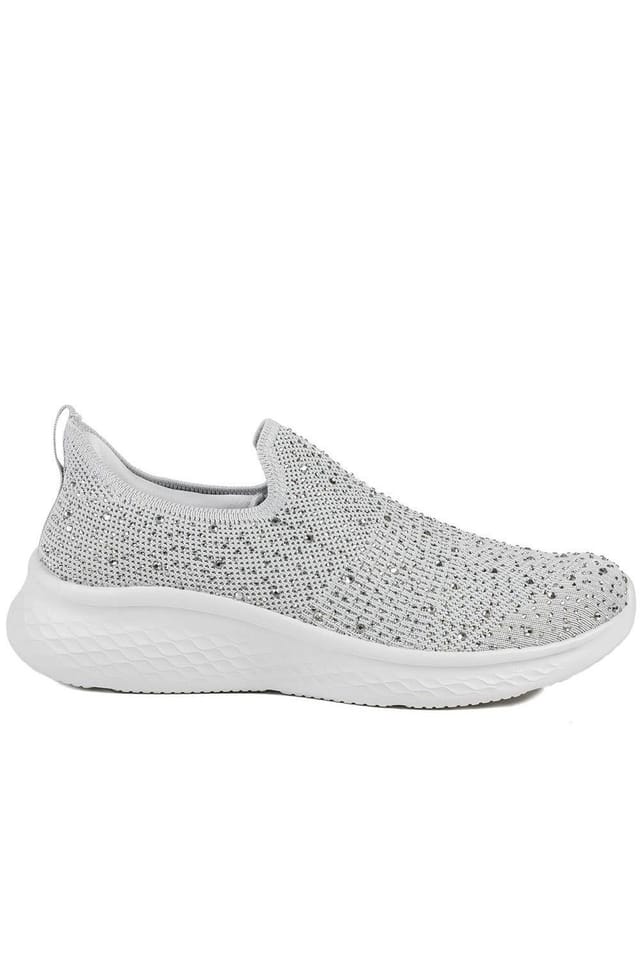 Pavers Pavers Women's Wide Fit Memory Foam Easy Step In Trainers in Grey - 2