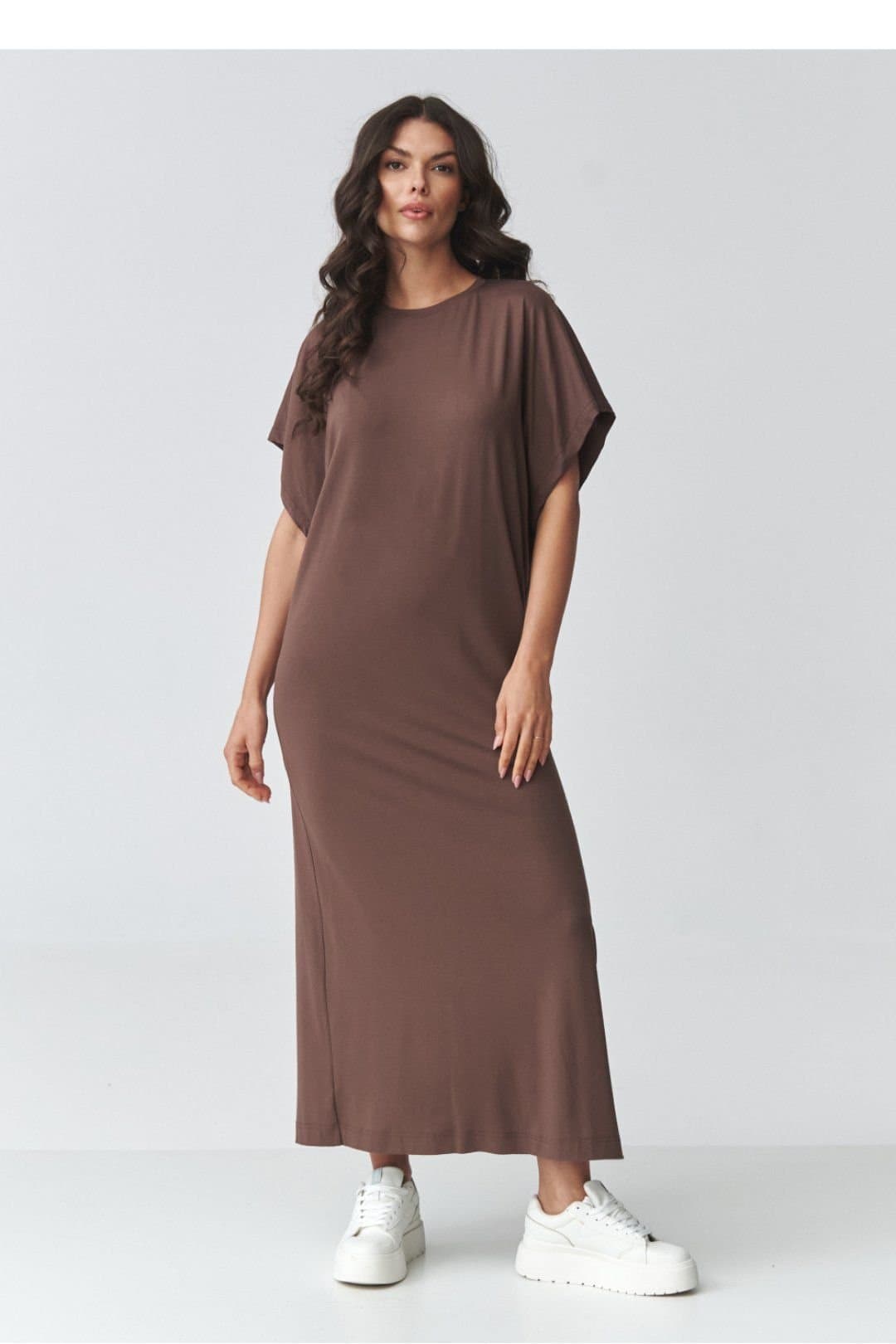 Love Lace Love Lace Women's Oversized Maxi Dress with Side Slit Style 225675 in Brown
