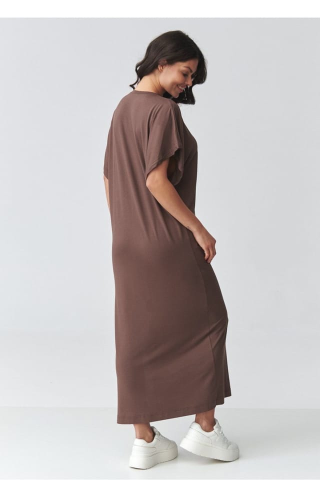 Love Lace Love Lace Women's Oversized Maxi Dress with Side Slit Style 225675 in Brown - 3