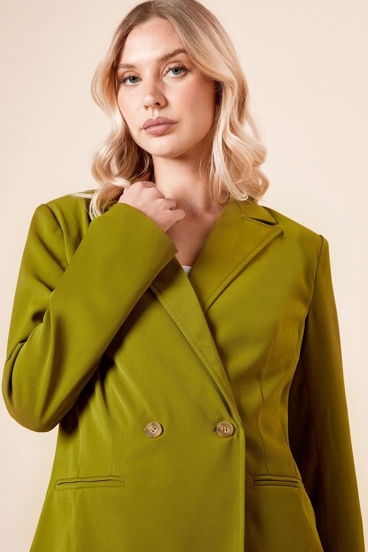 Dorothy Perkins Dorothy Perkins Women's Tailored Seam Front Detail Blazer in Khaki - 4