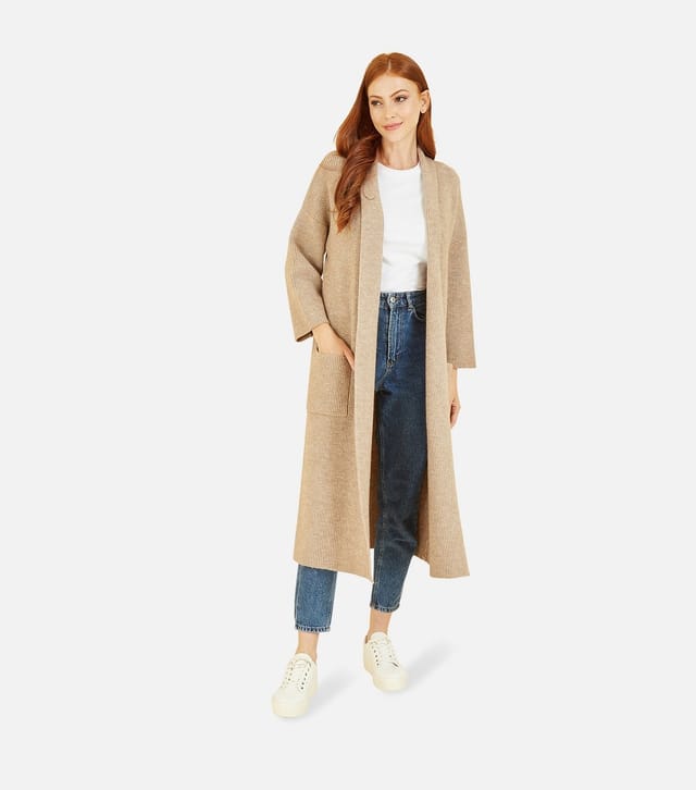 Yumi Women's Cream Knit Long Cardigan Yumi New Look - 2