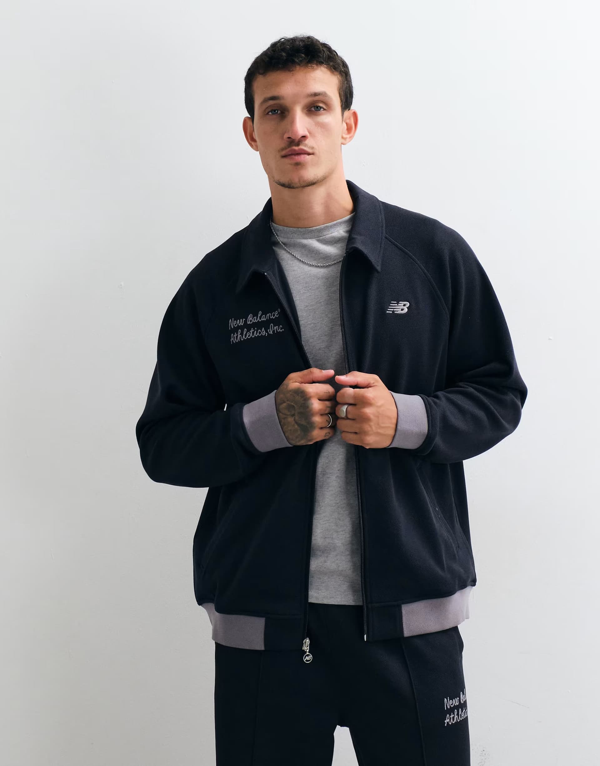 ASOS New Balance Sport legacy pique jacket in dark night