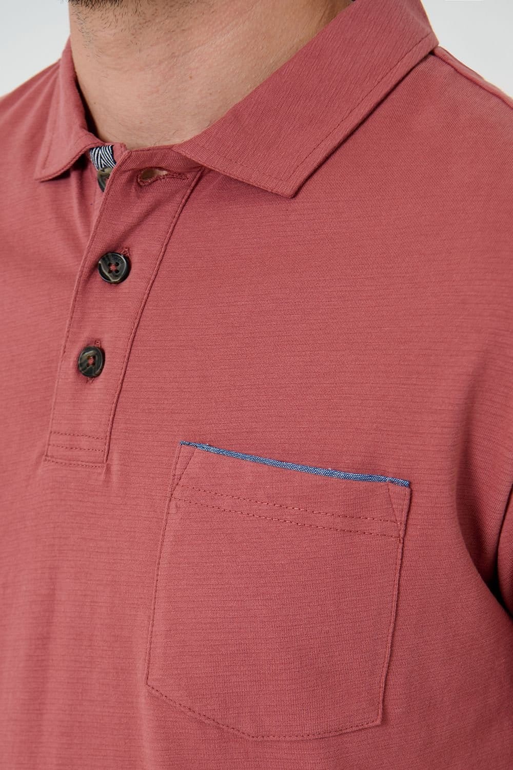 Saltwell Saltwell Men's Short Sleeve Cotton Polo Shirt in Pink - 4