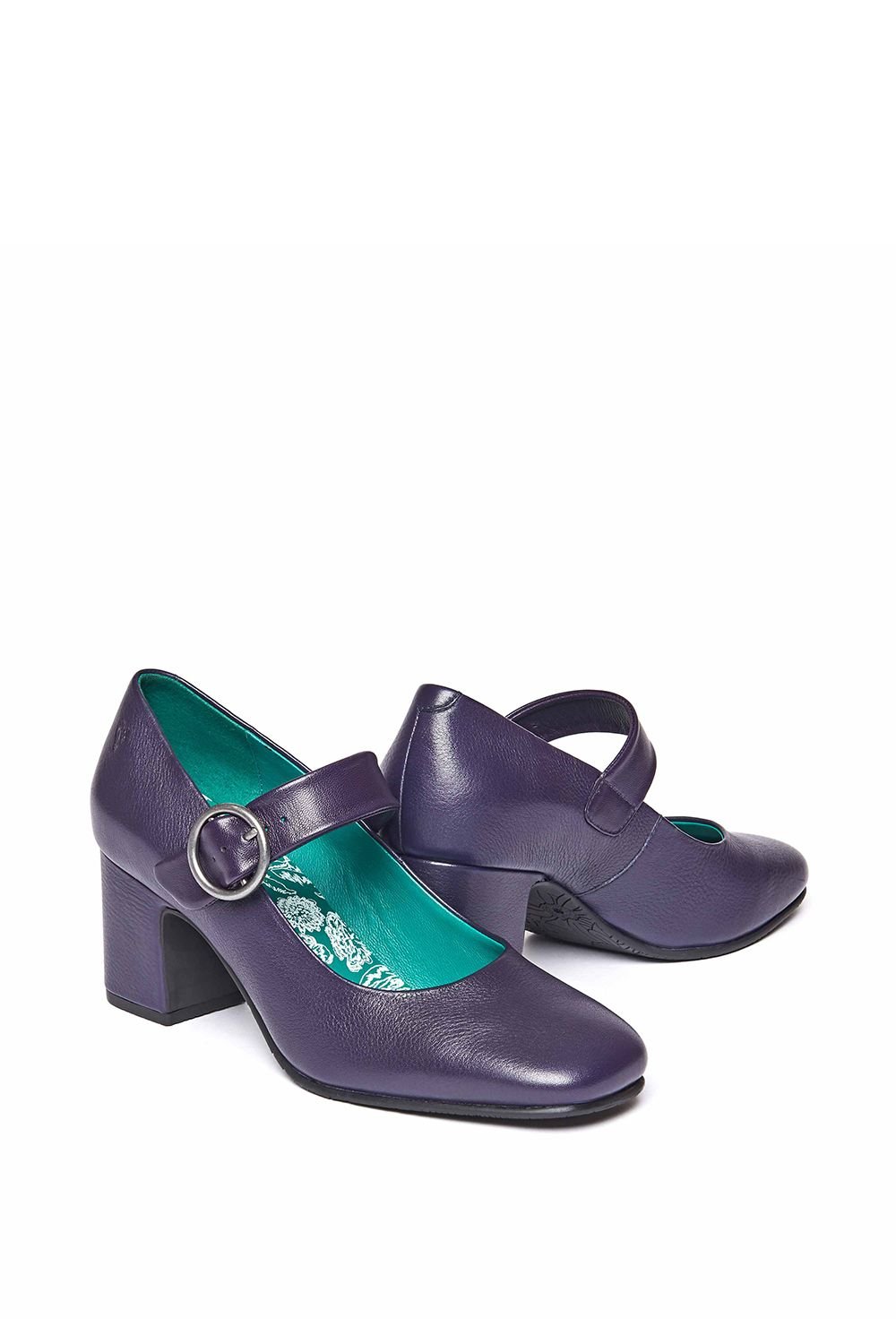 Moshulu Moshulu Women's 'Valadon' Mary Jane Leather Block Heels in Purple - 2