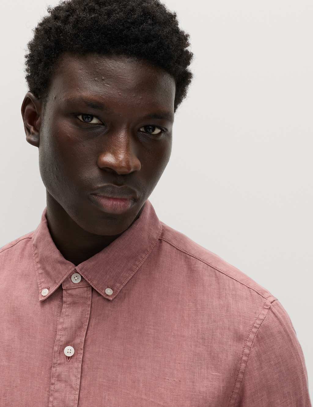 Marks & Spencer M&S Slim Fit Pure Linen Shirt Pink - 2