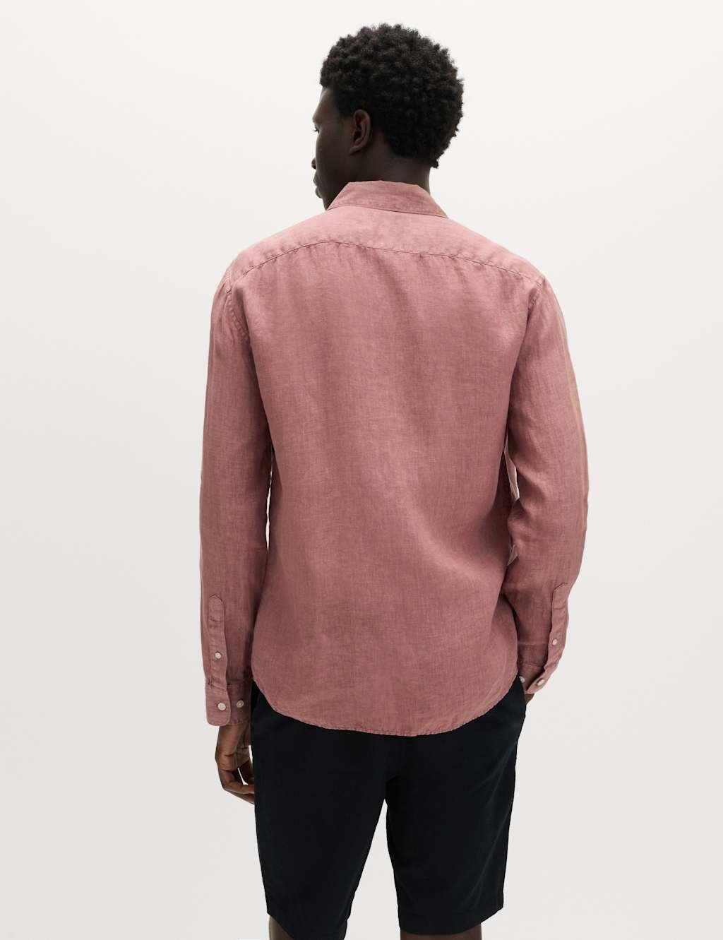 Marks & Spencer M&S Slim Fit Pure Linen Shirt Pink - 3