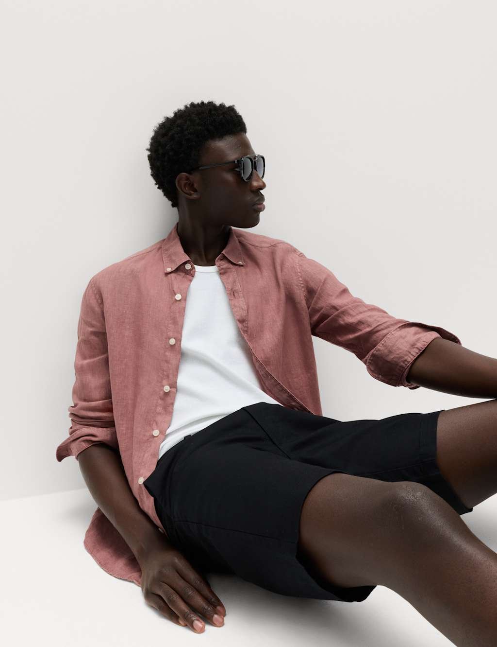 Marks & Spencer M&S Slim Fit Pure Linen Shirt Pink - 4