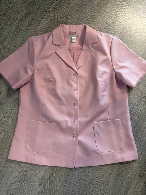 Daxon Vintage Daxon Pink Short Sleeve Blazer Jacket UK 20 Shoulder Pads Retro Smart Casual
