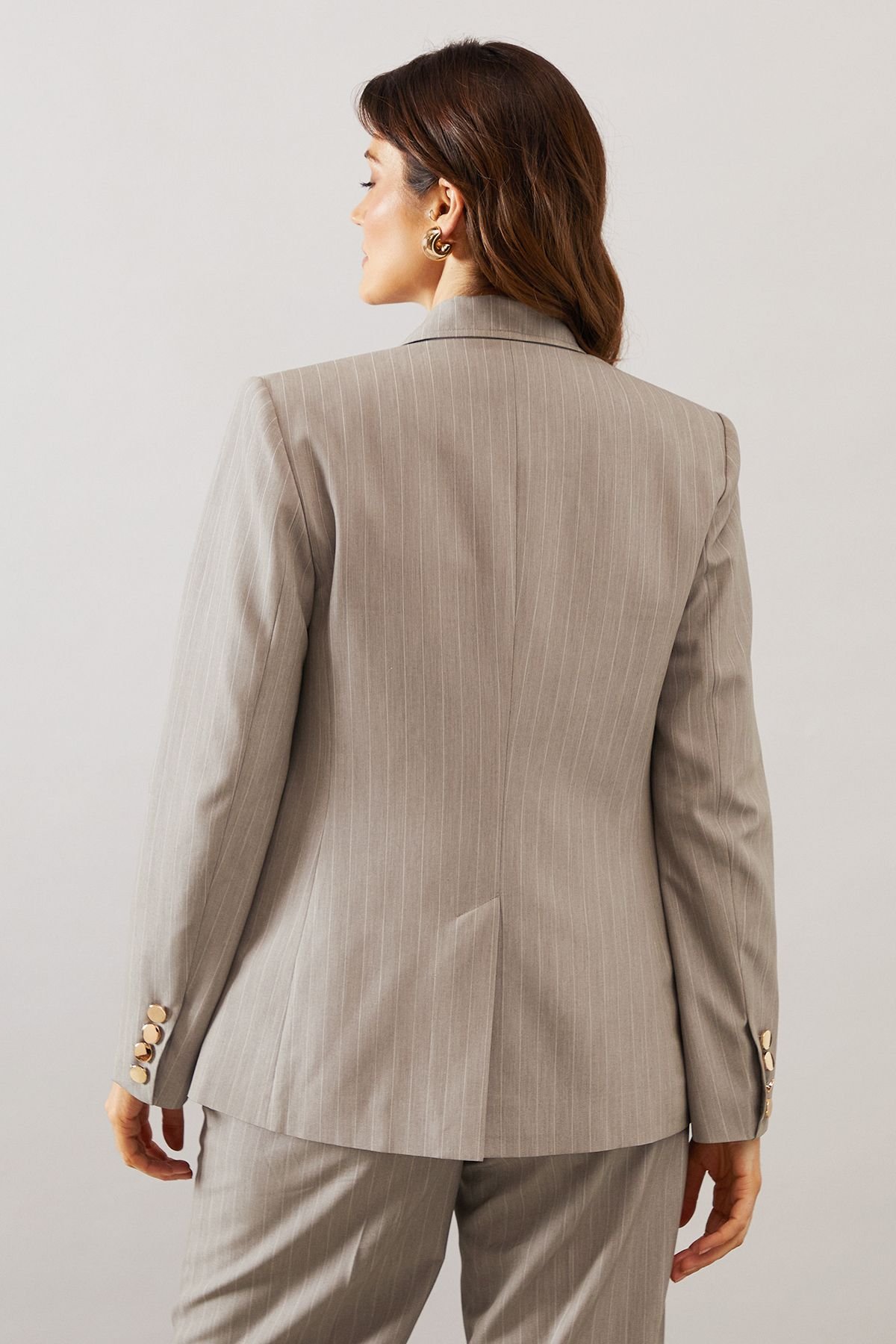Wallis Wallis Women's Double Breasted Pinstripe Blazer in Grey - 3
