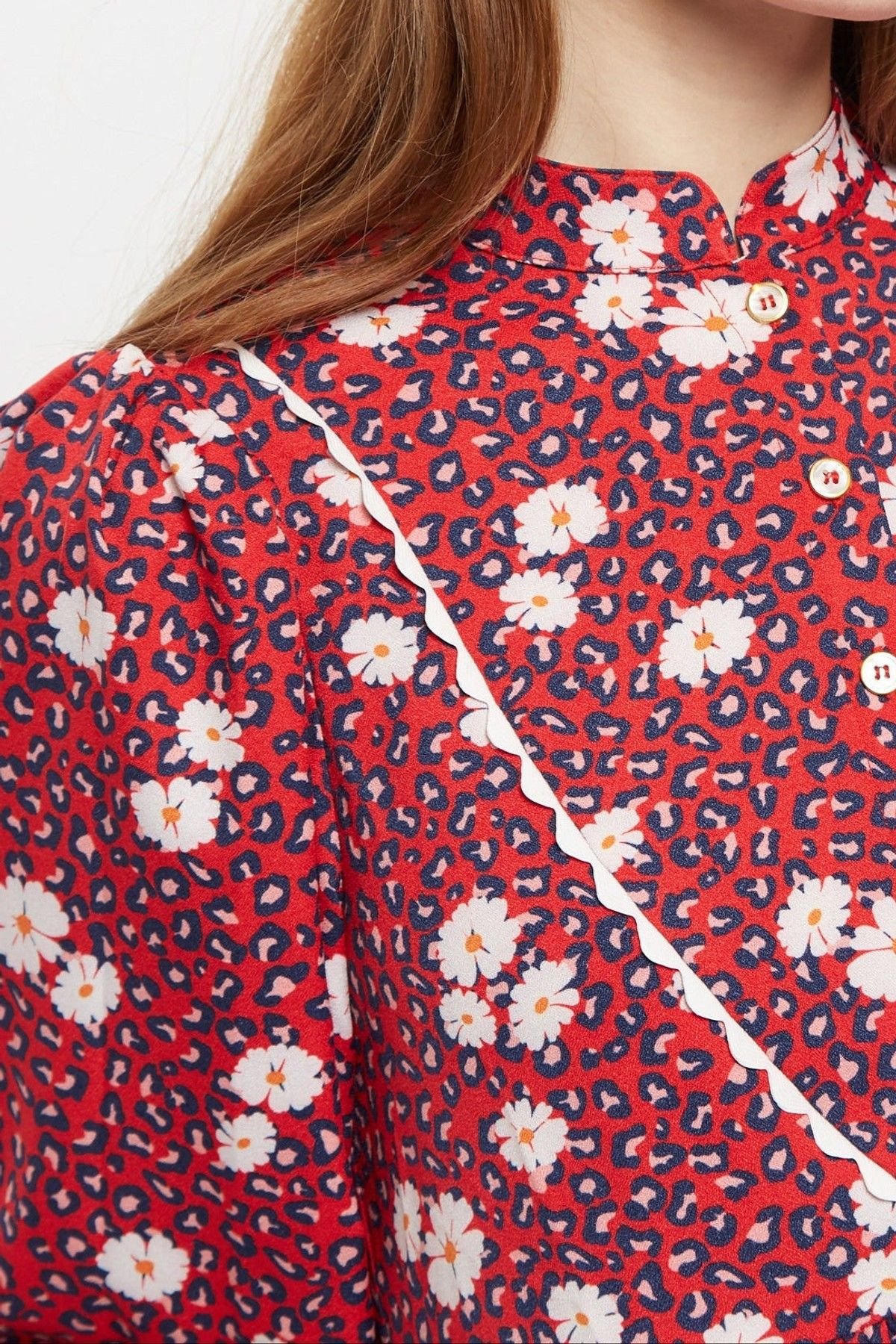 Louche Louche Women's Suzanne Roaring Daisy Print Long Sleeve Mini Dress - Red - 4