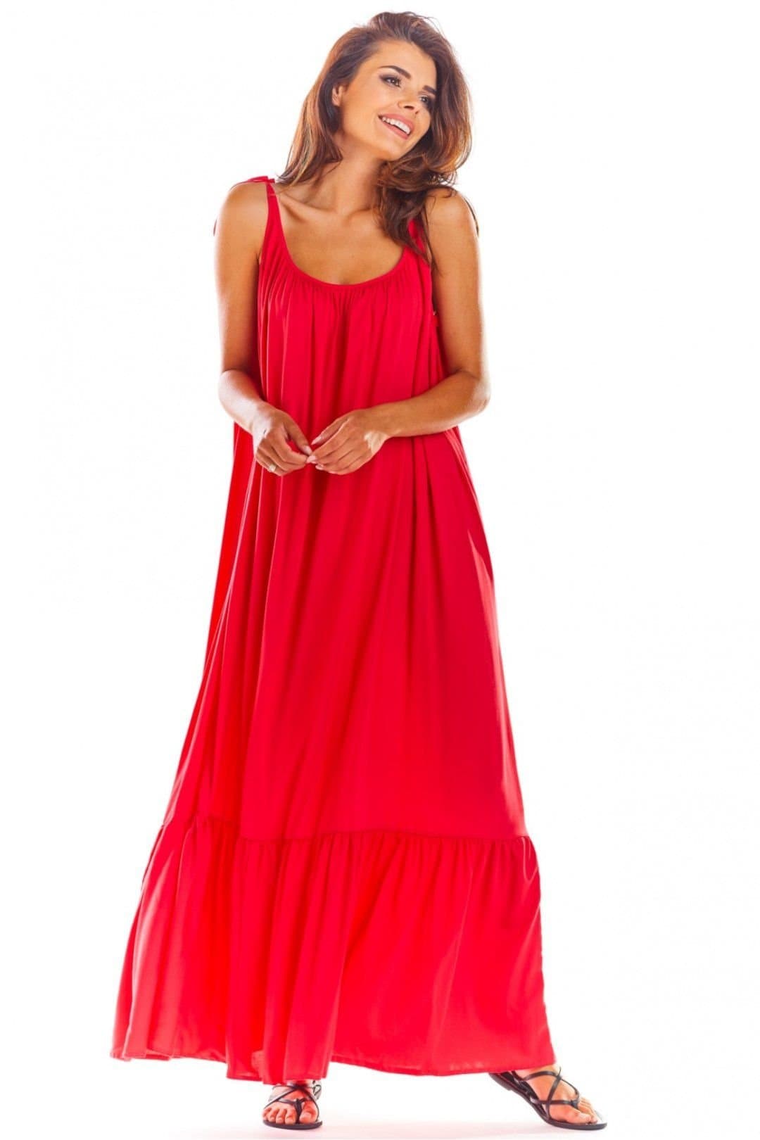 Love Lace Love Lace Women's Airy Viscose Loose Summer Flounce Dress Style 133696 in Red