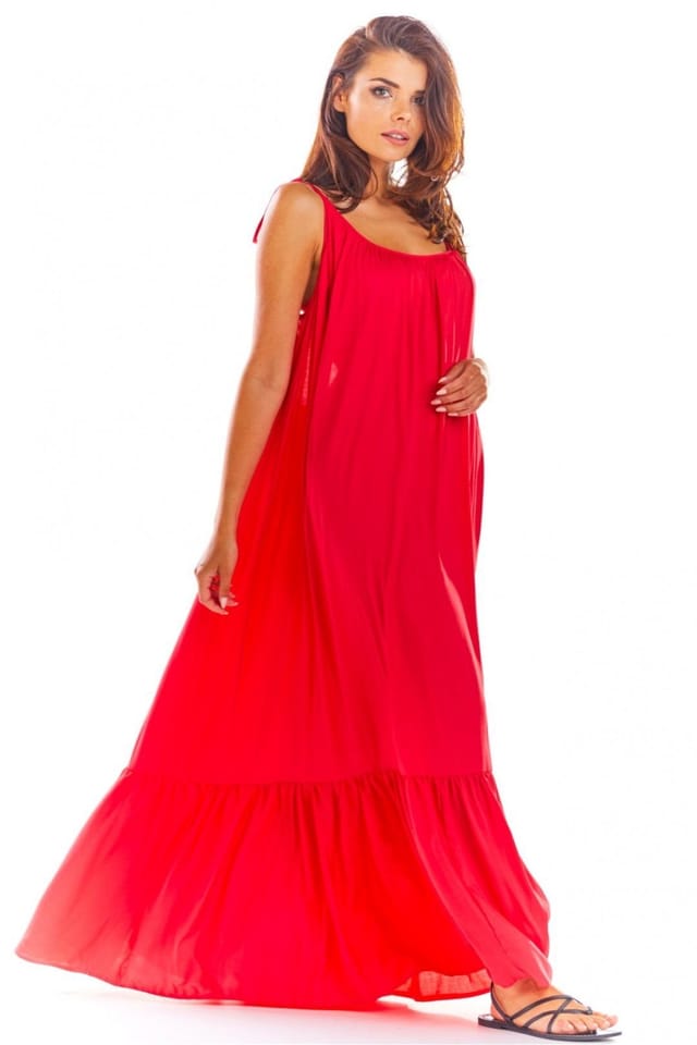 Love Lace Love Lace Women's Airy Viscose Loose Summer Flounce Dress Style 133696 in Red - 2