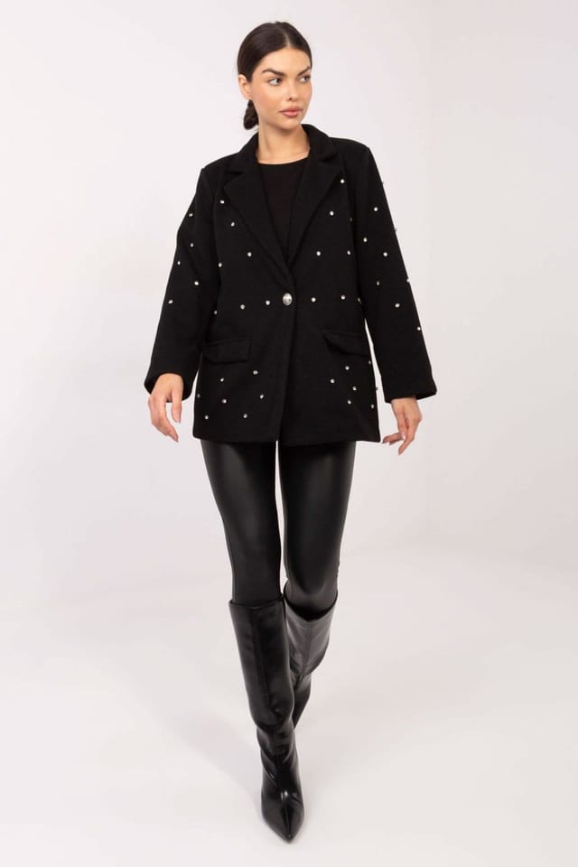Love Lace Love Lace Women's Embellished Notched Lapel Blazer in Black - 2