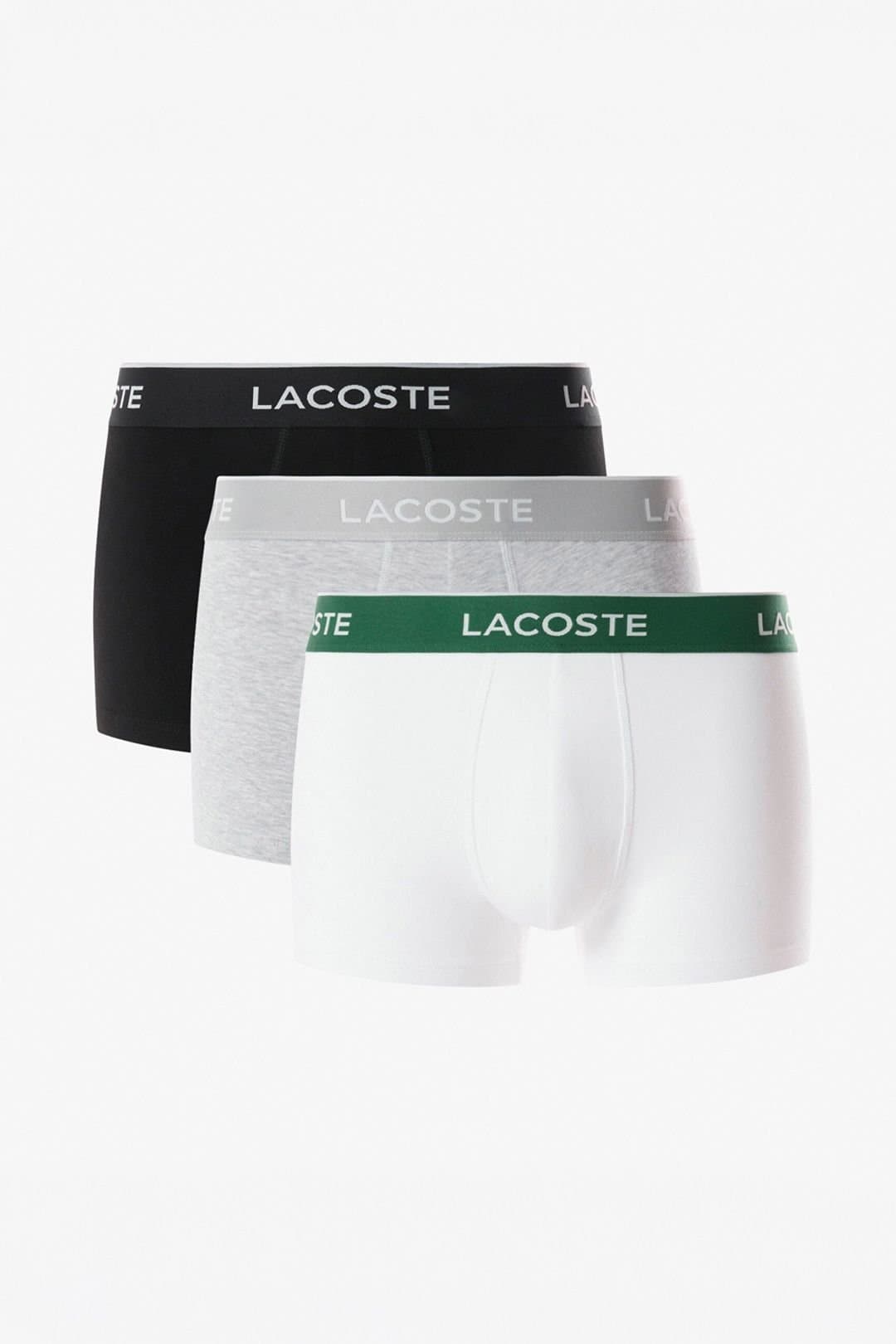 Lacoste Lacoste Men's 3-Pack Stretch Cotton Trunks Black/Grey/White